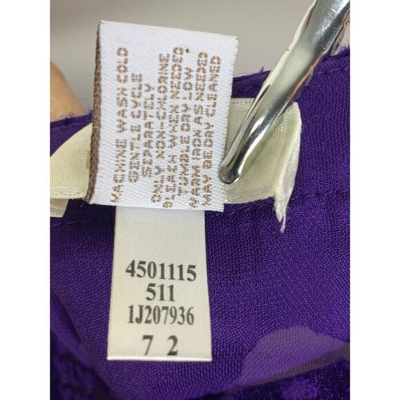 Chico's Royal Purple Paisley Sheer Cutwork Flowy Boho Rayon Silk Blouse - Size 1 - Picture 6 of 6